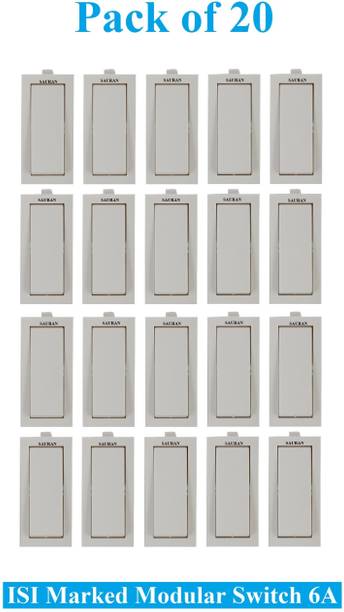 Sauran Pack of 20 Pieces 6amp ISI Marked Modular Switch White (ESP18) 6 A One Way Electrical Switch