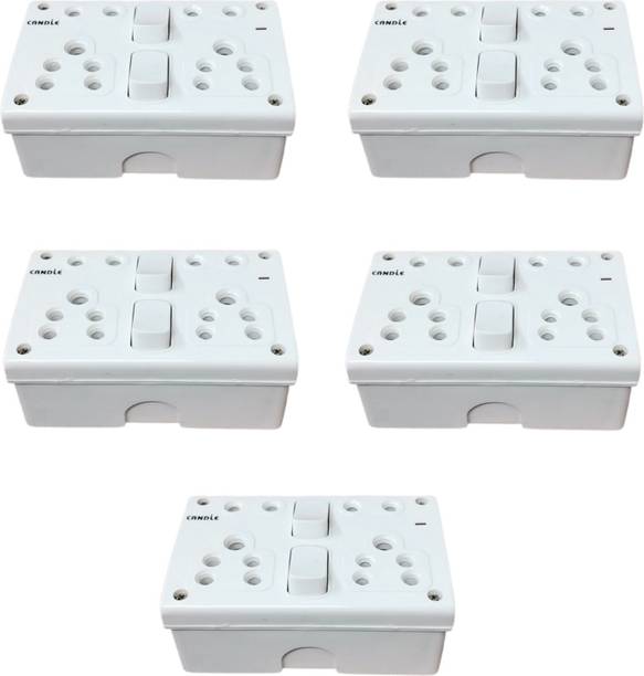 CANDLE Unbreakable 6amp. 2 switch 4 outlets 2+4 SS Combined With Box (Pack of 5pcs.) 6 A One Way Electrical Switch