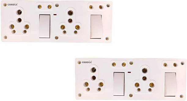 CANDLE Unbreakable(Pack of 2)15amp.(2+5) Switch+Socket+Indicator Combined Board 15 A One Way Electrical Switch