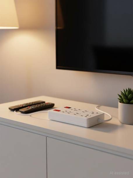 UNIQUE Mini Strip Extension Cord Board with 3 Metar wire - 8 Socket - 6 AMP - Power Strip 8 Socket Extension Boards