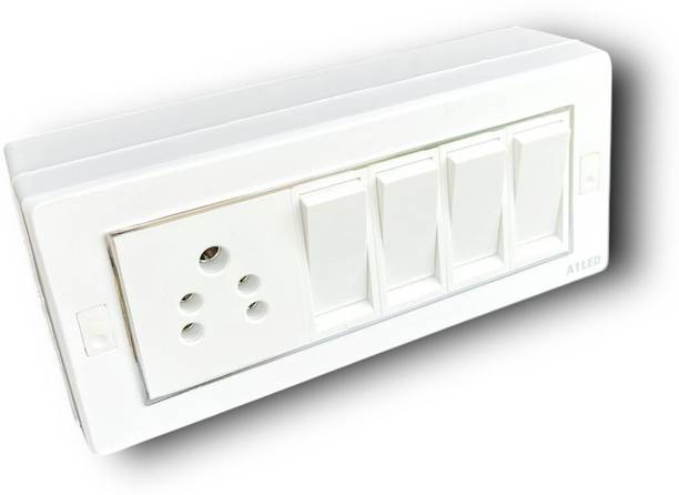 A1 LED 6 Modular Switch Board – 4 Switch + 2 Socket – 10A – Wall Mount 1250 A One Way Electrical Switch