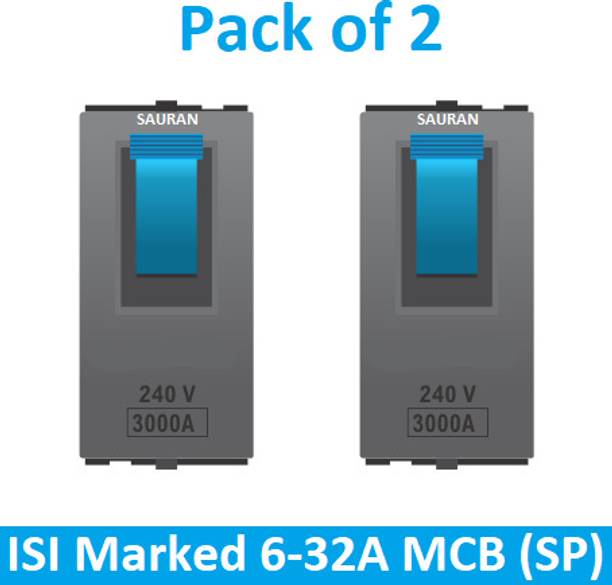 Sauran Black MCB (SP) 32 A One Way Electrical Switch