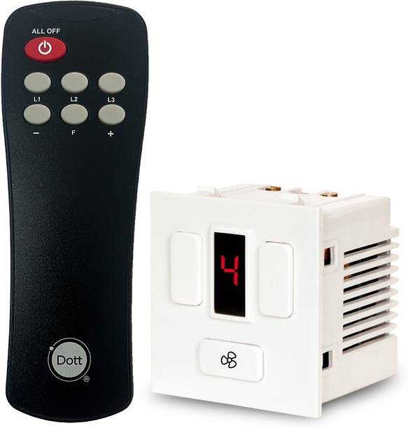 DOTT Modular Remote Control Switch for 2 Lights and 1 Fan with HUMFREE Fan Regulation 6 A One Way Electrical Switch