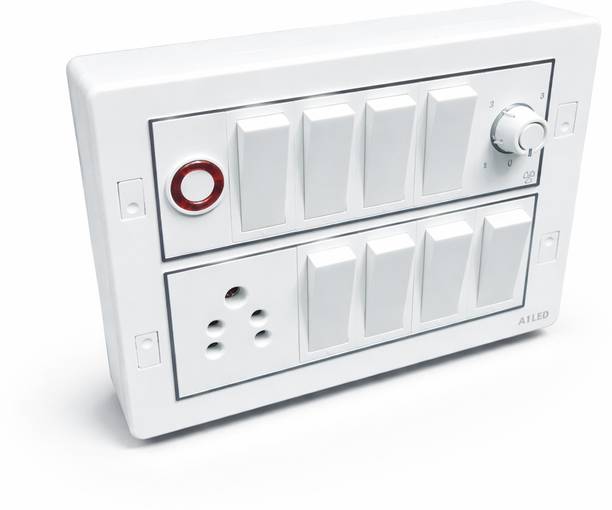 A1 LED A1 LED 12 Modular Pre-Wired Switch Board | Wall Mount | Home & Office 15 A One Way Electrical Switch