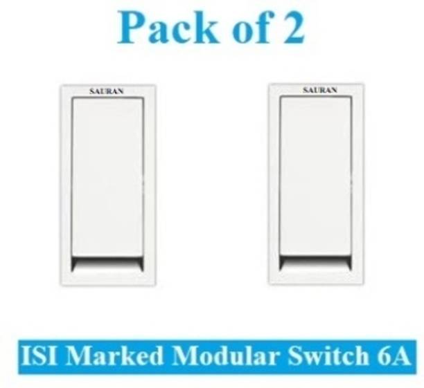 Sauran Pack of 2 Pieces 6amp ISI Marked Modular Switch White (ESP13.5) 6 A One Way Electrical Switch