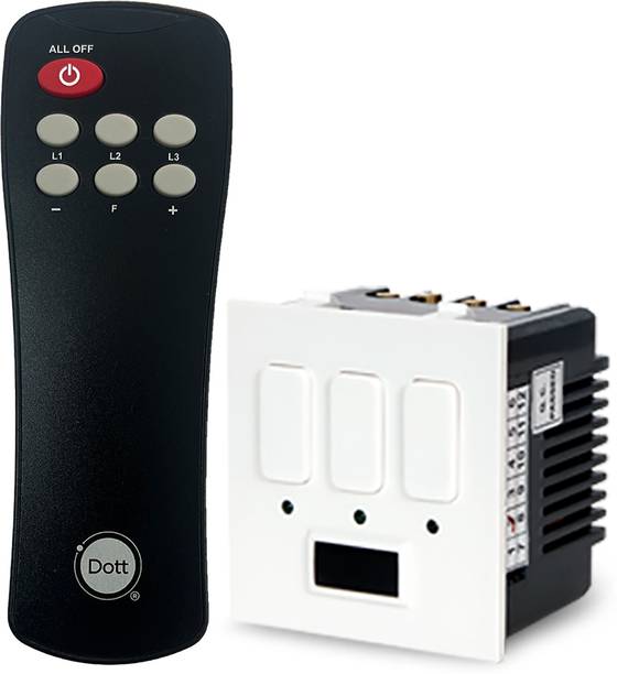 DOTT Modular Remote Control Switch For 2 Lights & 1 Fan One Way Wireless Electrical Switch(Pack of 1 Remote And 1 Switch) A Home Automation Device. One Way Electrical Switch 6 A One Way Electrical Switch