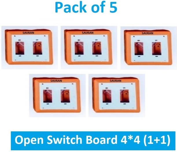 Sauran Pack of 5 Open Switch Board 4*4 (1+1) Plastic H067 OSB4.3 Wall Plate