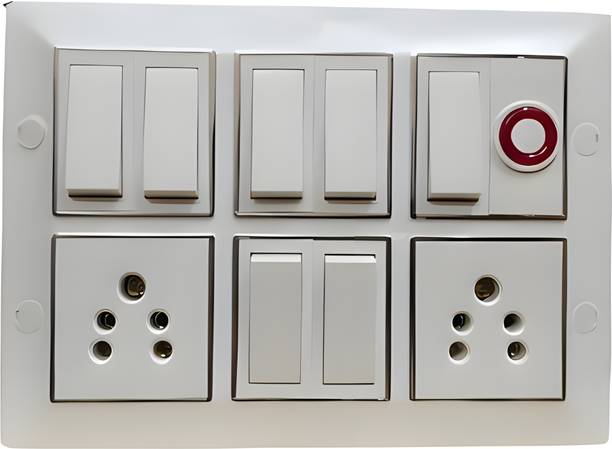 RoshniElectric Premium Modular Switch Board with Multiple Switches & Socket | Safe & Durable Wall Plate