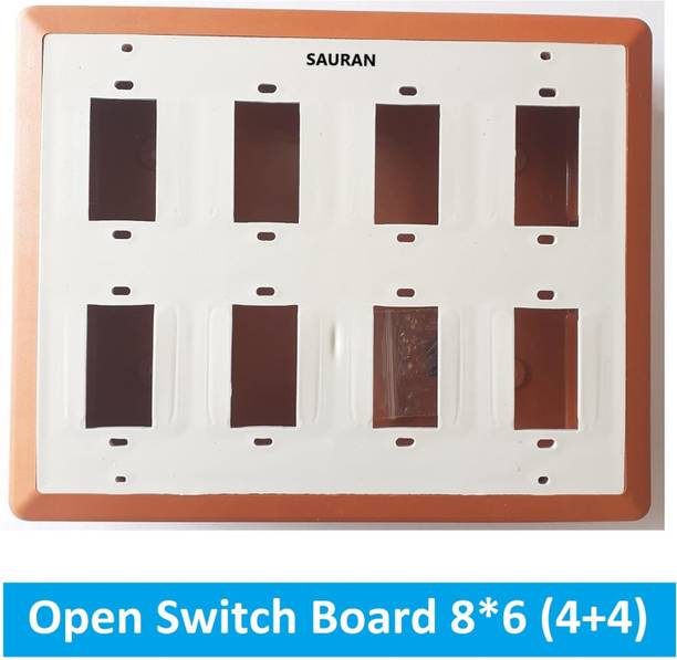 Sauran Open Switch Board 8*6 (4+4) Plastic H072 OSB27.1 Wall Plate