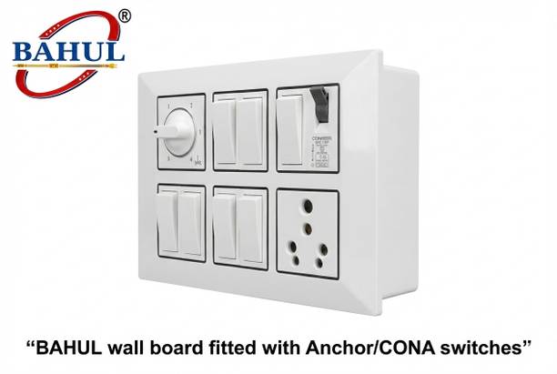 BAHUL Modular Wall Switch Board Pre Wired PVC Plate with Socket Regulator 1  Socket Extension Boards