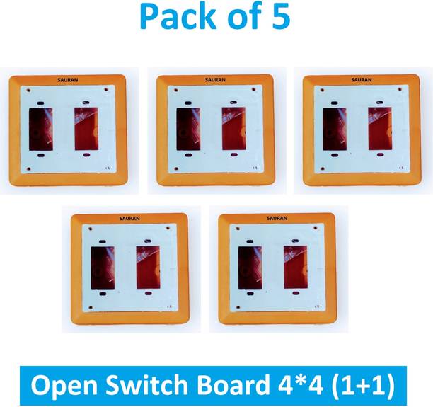 Sauran Pack of 5 Open Switch Board 4*4 (1+1) Plastic H067 OSB10.3 Wall Plate