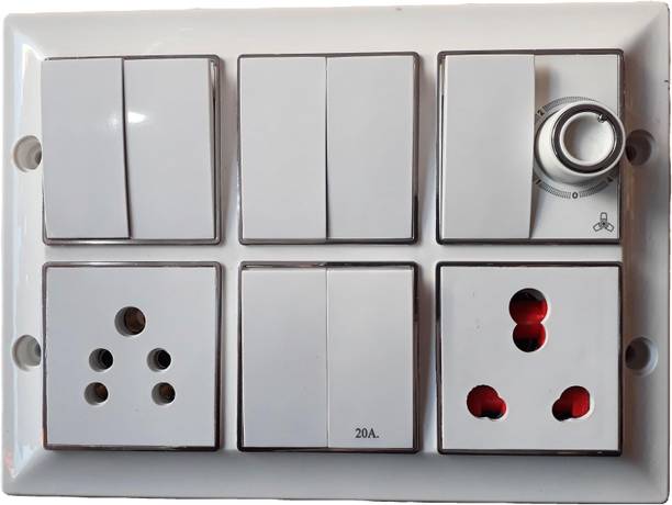 AP AP 12M GANG BOX WITH6 6A Switches &5PIN SOCKET,16A Switche &16A SOCKET &Regulator Wall Plate