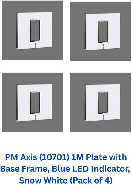 PM Cona Axis (10701) 1M Plate with Base Frame, Blue LED Indicator (Pack of 4) Wall Plate
