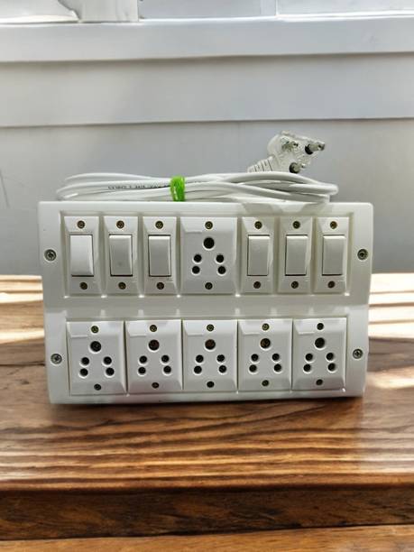 SS TRADER 12 Way 6 Five Pin Socket 6 Switch With 2.5 Mtr Wire 20 Plug Extension Boards Wall Plate