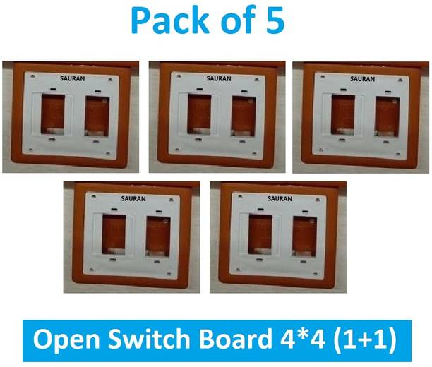 Sauran Pack of 5 Open Switch Board 4*4 (1+1) Plastic H067 OSB5.3 Wall Plate
