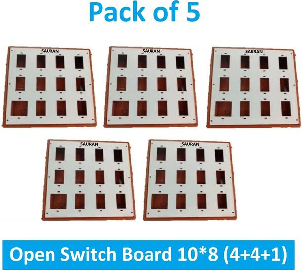 Sauran Pack of 5 Open Switch Board 10*8 (4+4+1 ) Plastic H073 OSB40.3 Wall Plate