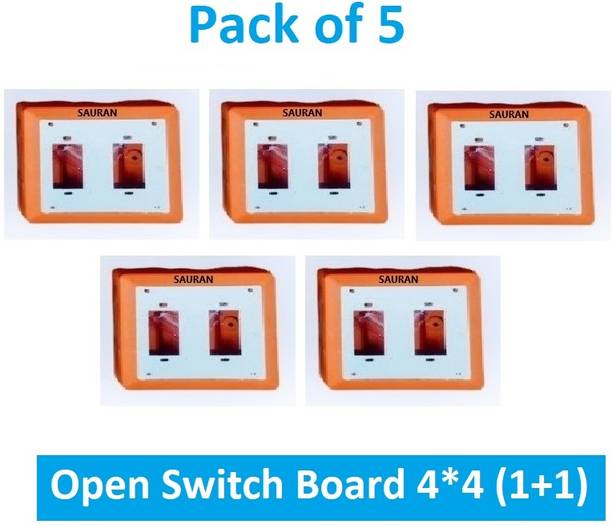 Sauran Pack of 5 Open Switch Board 4*4 (1+1) Plastic H067 OSB1.3 Wall Plate