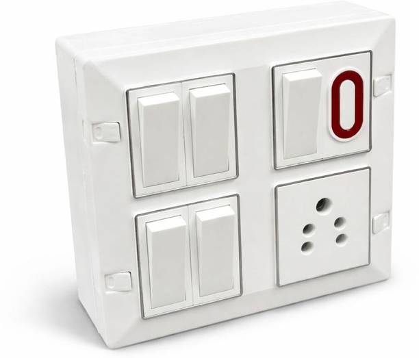A1 LED 8 Modular Square Switch Board 5 Switch 1 Indicator 1 Socket Wall Mount Wall Plate