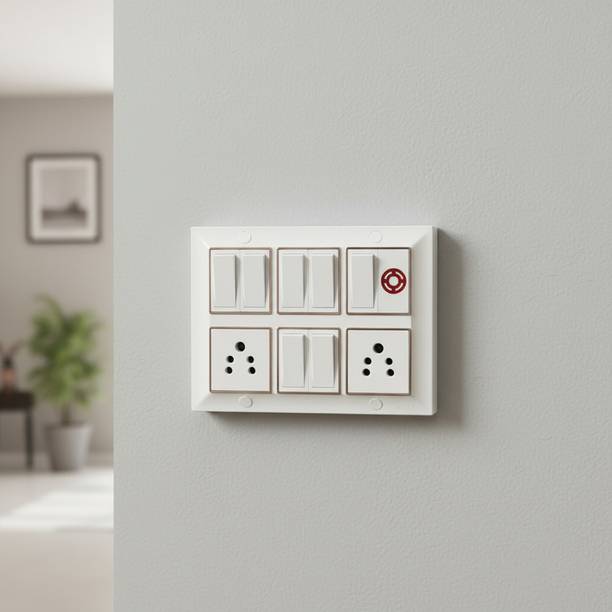 A1 LED Electrical modular switch board | 7 Switch 2 Socket 1 Indicator 10A Wall Plate