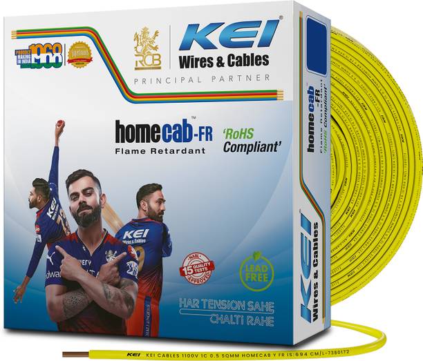 KEI FR PVC 0.75 sq/mm Yellow 90 m Wire