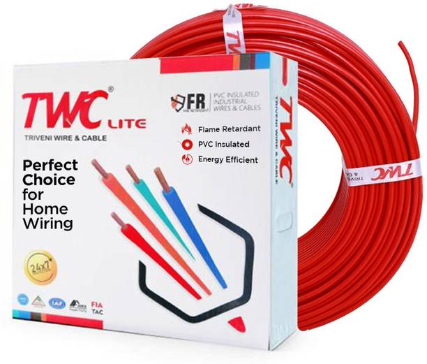 TWC Lite Single Core Electric Wire For Domestic & Industrial Purpose|PVC Copper Wire 4 sq/mm Red 90 m Wire