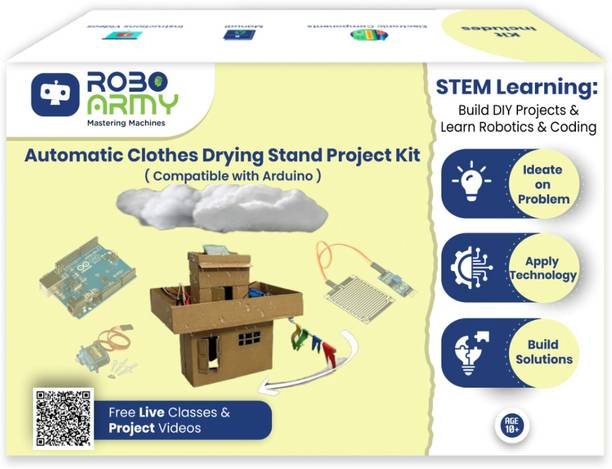 Roboarmy DIY Automatic Clothes Drying Stand Project Kit for Kids Age 10+ Educational Electronic Hobby Kit
