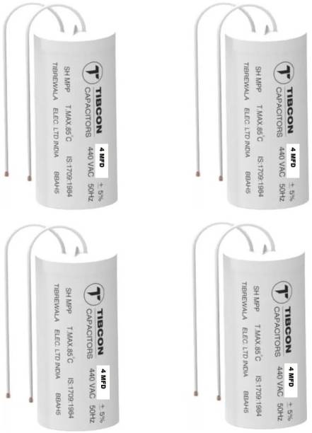 Spinxx 4 MFD Tibcon Capacitor for Ceiling Fan &amp; Mini Cooler Motor ( Pack of 4 ) Motor Control Electronic Hobby Kit