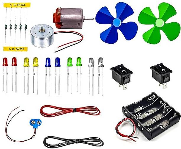 ओप्युलेंट्स डी DIY Electronics Project Kit for Kids | Learn LED Circuits, DC Motor & Switches इलेक्ट्रॉनिक कॉम्पोनेन्ट इलेक्ट्रॉनिक हॉबी किट