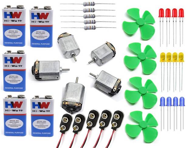 TZZOT Science Experiment Kit DC Motor, 9V Battery,LED, Battery Snap,Resistor for DIYs Educational Electronic Hobby Kit