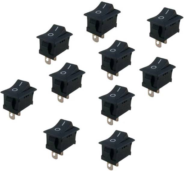 Electrical Bro 10pcs Rocker Switch Black SPST AC 6A-10A 125V-250V Solder Type ON-OFF 2Pin Electronic Components Electronic Hobby Kit