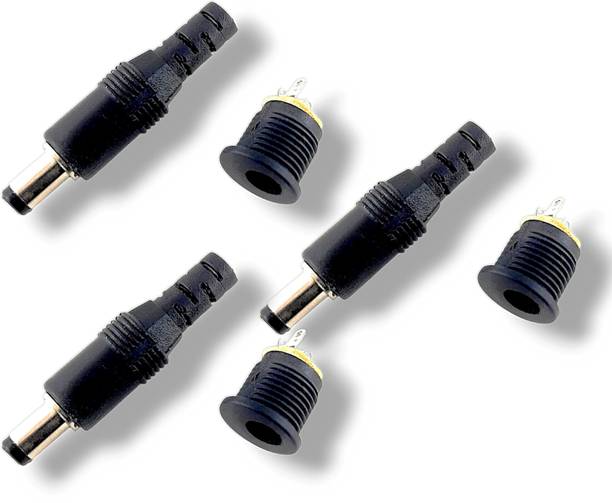 AVISRI 3 Pcs DC Jack 5.5mm x 2.1mm Male + Female Panel Mount Socket Electronic Components Electronic Hobby Kit