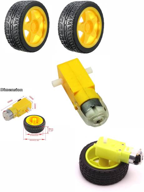 DOCTORGENTLE DC Bo Motor 3-6V Dual Shaft Geared Motor With (2 WHEEL + 1 GEAR MOTOR) Educational Electronic Hobby Kit