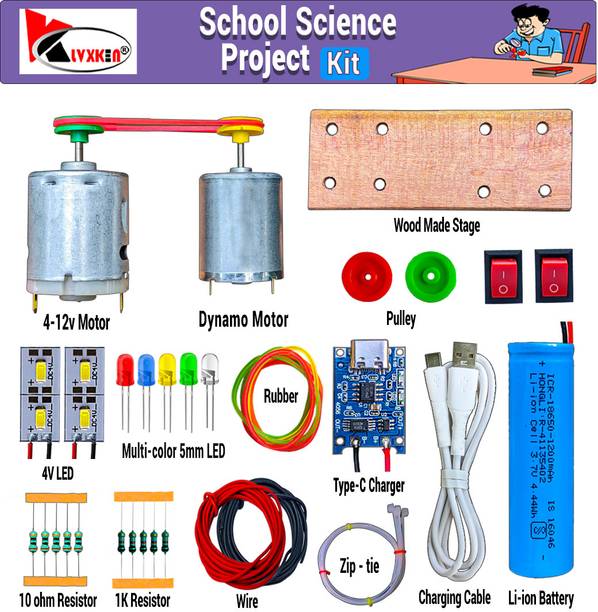 KLVXKEN DC Motor Generator System,light,3.7v battery, Other Electronic Kit for students Electronic Components Electronic Hobby Kit