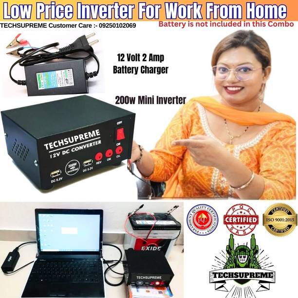 TechSupreme Low Price Inverter 200 W Solar Converter & 12V, 2 Amp UPS Battery Charger A10 Square Wave Inverter