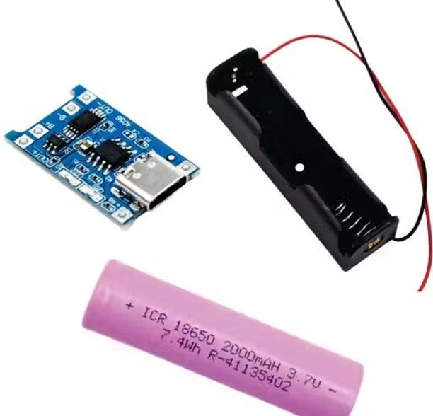 Shriji Pack of 18650 2000mAh 3.7V Li-Ion Battery Kit with Type-C TP4056 & Holder Electronic Components Electronic Hobby Kit