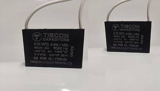 COOLTON 2 MFD 440V Tibcon Capacitor for Ceiling Fan &amp; Mini Cooler Motor (Pack of 2) Motor Control Electronic Hobby Kit