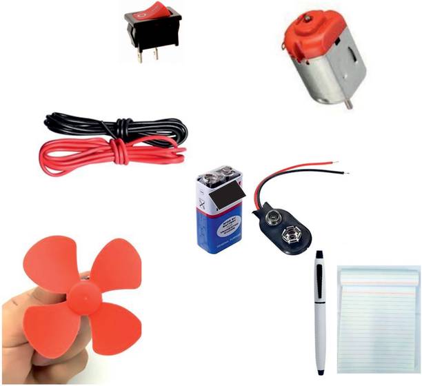 ONTEX ELECTRONICS TOY MOTOR KIT WITH 9V HW BATTERY DC MOTOR FAN BLADE WITH PAD AND PEN Electronic Components Electronic Hobby Kit