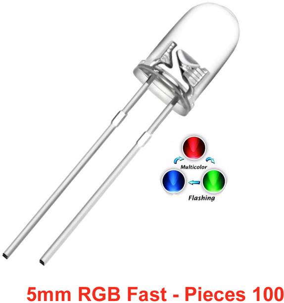 एल्फ 5mm RGB Transparent LED, Multicolor Changing LED, 3V DC, 2 Pin, Pack of 100 इलेक्ट्रॉनिक कॉम्पोनेन्ट इलेक्ट्रॉनिक हॉबी किट