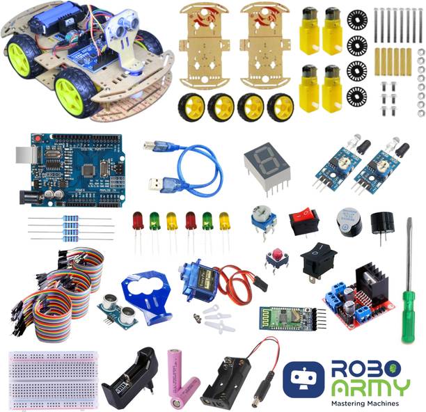 Roboarmy 12-DIY STEM Projects - Robot Car Kit for Class 7-10, Compatible with Arduino Educational Electronic Hobby Kit