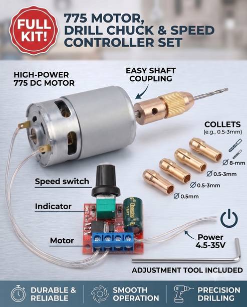 VOLTCRAFT DIY-Mini-Drill-Kit-775-Motor-Collets-PWM-Controller Miscellaneous Electronic Hobby Kit