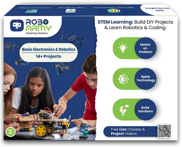 Roboarmy Robotics Learning Kit for Class 5-6| 14+ DIY STEM Projects: Smoke Detector &More Educational Electronic Hobby Kit