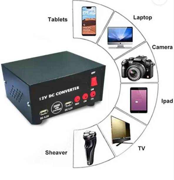 TechSupreme 200W Mini DC to AC Converter with Dual USB & Double 5 Pin Socket output A3 Square Wave Inverter