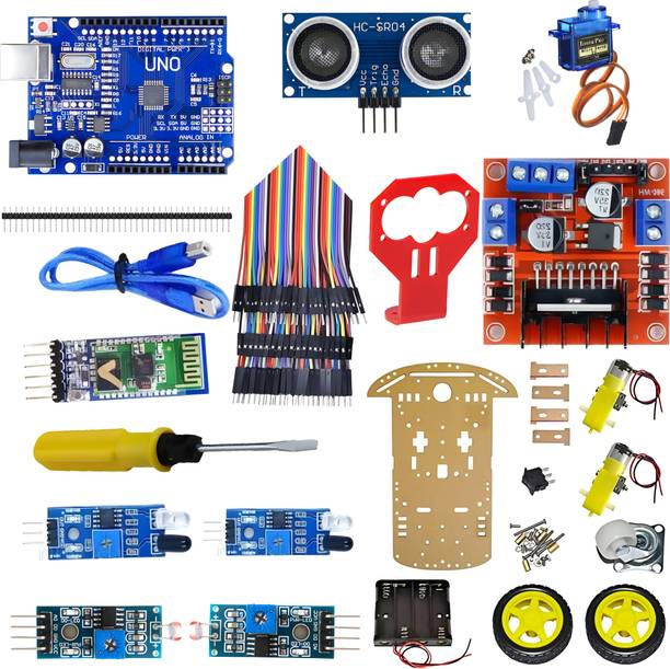 रोबो 2WD DIY Robotics Kit – 5-in-1 Line, Obstacle, Remote, Voice & Light Follow Bot शिक्षात्मक इलेक्ट्रॉनिक हॉबी किट