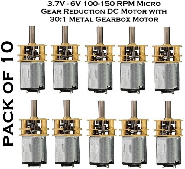SG Flash PACK OF 10 3.7V 6V 100 RPM Micro Gear Reduction DC Motor Electronic Components Electronic Hobby Kit