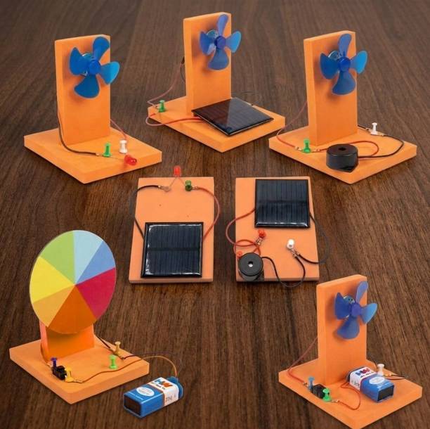 ERHIndia 7 in 1 DIY Windmill Science Project Kit Solar Panel LED Newtons Disk STEM Educational Electronic Hobby Kit