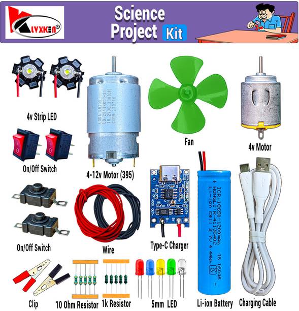 KLVXKEN Water pump,fan making dc motor,3.7v battery,led light & other edxperimental Electronic Components Electronic Hobby Kit