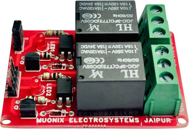 MUONIX 2 Channel Relay Module 5V 10A Lead-Free PCB Opto-Isolated Industrial Grade TH Electronic Components Electronic Hobby Kit