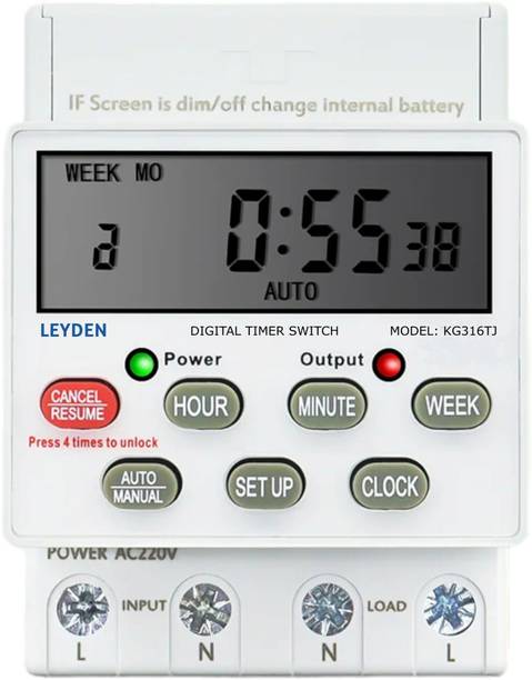 Leyden KG316TJ, 30A, 220VAC, 16 On/Off Program, ON-Off Delay & Cyclic Timer Switch Programmable Electronic Timer Switch