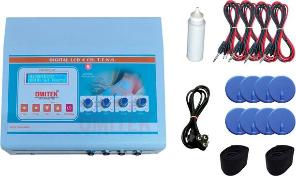 omitek 4 Channel LCD TENS Physiotherapy Machine Digital Metal Body Nerve Stimulator with 10 Programs & Timer Electrotherapy Device