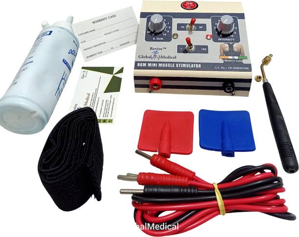REVIVE GLOBAL MEDICAL Mini MS 2 Channel Muscle Stimulator Machine with Galvanic & Faradic 2 Channel Muscle Stimulator (Galvanic & Faradic Physiotherapy Machine) Electrotherapy Device